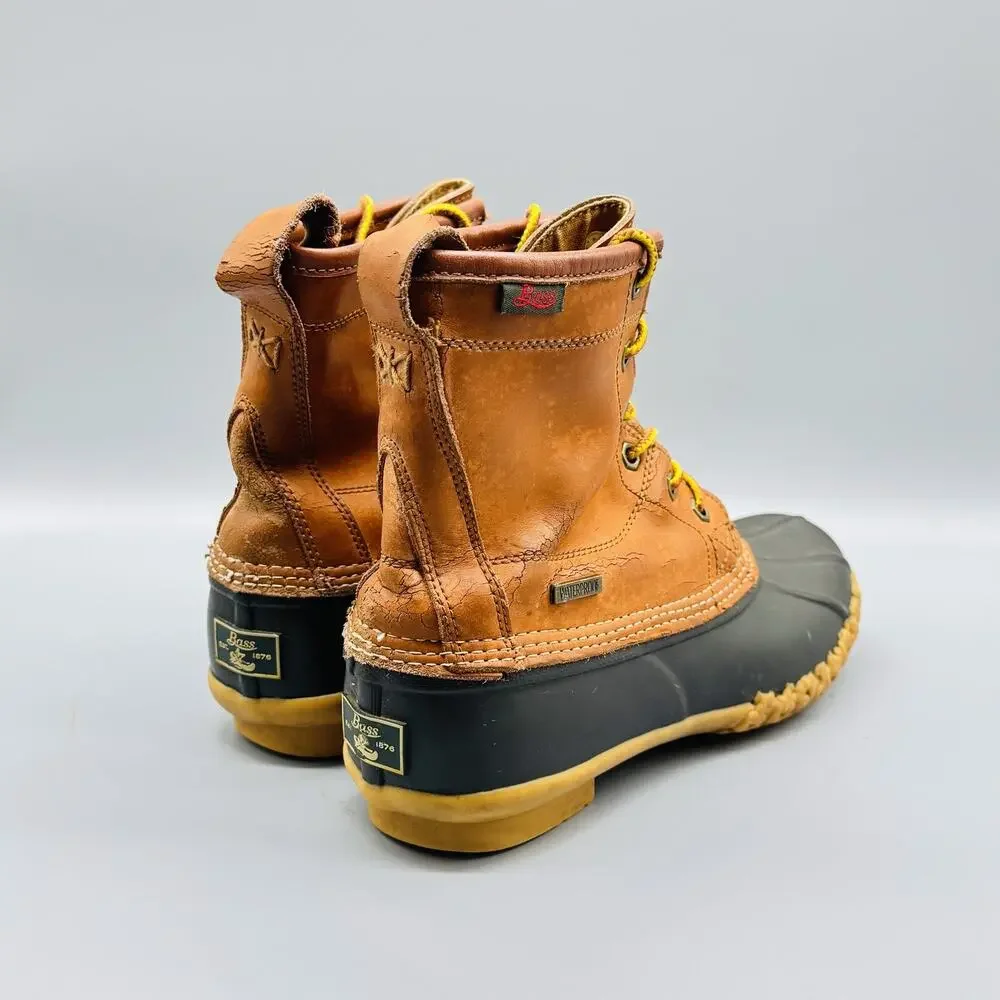 G H Bass Boots Mens Size 8 Waterproof Duck Leather Rubber Sole Outdoor Hiking